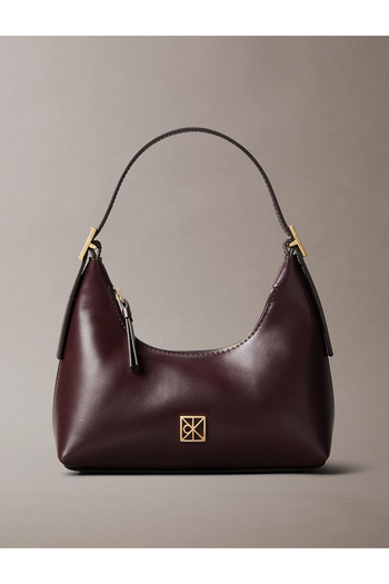 Calvin Klein Women's Leather Adjustable Strap Ck Metal Detail Zipper Closure Burgundy Shoulder Bag Lv04F3263G-Bap