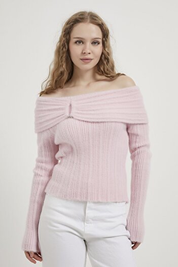 Arma Life Armalife 1192 Accessory-Detail Madonna Neck Tricot Women's Sweater