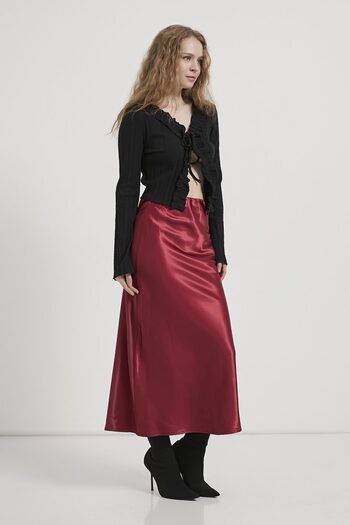 Arma Life Armalife 5014 Midi Satin Women's Skirt with Elastic Waist