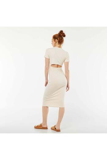 KIABI Plain midi dress open at the back BEIGE