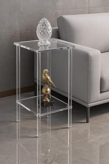 Slasa Rectangular Acrylic Side Table – 35.6 × 29.2 × 49.8 cm Clear Nightstand for Home & Office