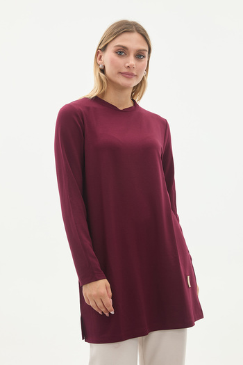 Linvey Crystal Crew Neck Embroidered Long Tunic
