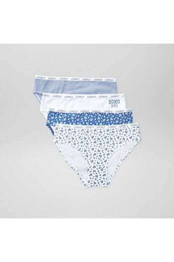 KIABI Pack of 4 pairs of printed briefs WHITE