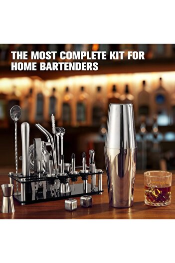 COOYA 23-Piece Cocktail Shaker Set,Professional Stainless Steel Bar Tools for Drink Mixing, Home, Bar