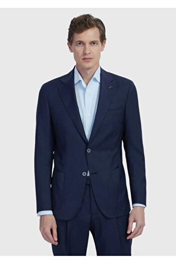 Ramsey Navy Blue Plain Zeroweight Slim Fit 100% Wool Jacket