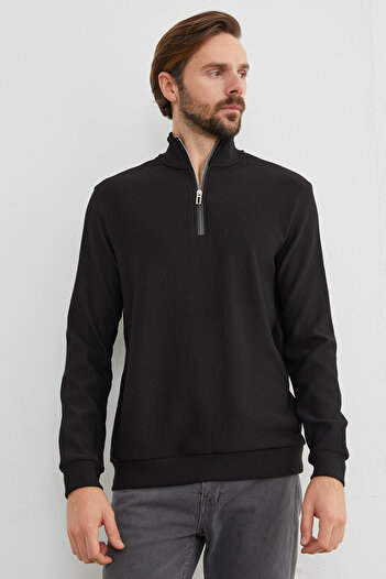 Fulla Moda Ribbed Half-Zip Sweatshirt