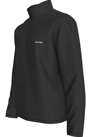 Calvin Klein Erkek Marka Logolu Yarım Fermuarlı Dik Yaka Siyah Sweatshirt LVGMF5W303 UB1