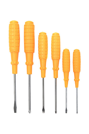 Lawazim Screwdriver Set - 6 Piece Yellow Handle Flat & Philips with Ergonomic Grip for DIY & Repair