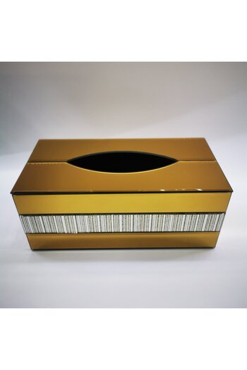 ORCHID GLASS TISSUE BOX MIRRROR FINISH GOLD