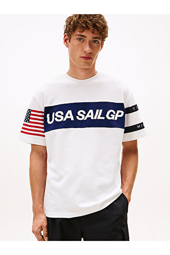Tommy Hilfiger Men's Tommy X U.S. Sail Gp Team Color-Blocked Relaxed T-Shirt