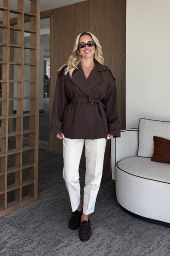 Laluvia Brown Julia Short Trench - 9609
