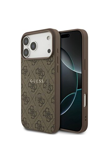 Guess Case for iPhone 17 Pro, 4G Ring Classic Logo MagSafe, Brown