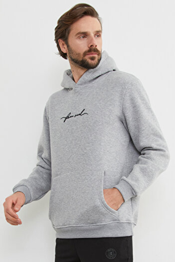 Fulla Moda 3 Thread Free Soul Text Printed Hooded Sweatshirt