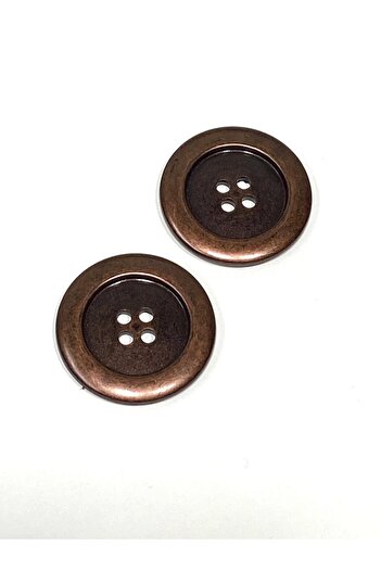 karantuhafiye Italian Giant Size Metalized Button / Set of 2 / 5 cm Copper