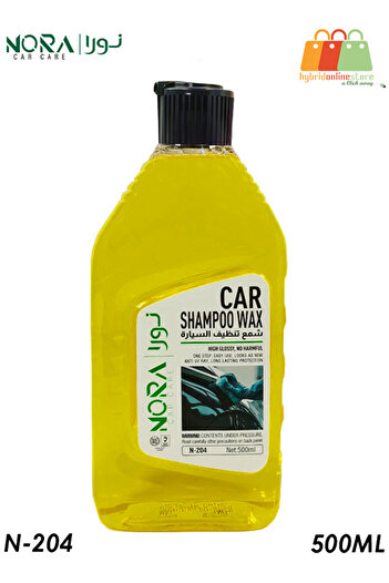 Nora Car Shampoo Wax N-204 (500ml) - High Gloss, Easy Use, and Long-Lasting Protection Yellow