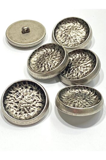 karantuhafiye Italian Dish Model Large Size Button / Set of 6 / 3.8 cm / Silver