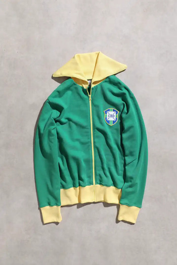 Overdrive Retro 1970 Brazil Tracksuit Top Green Yellow Zippered Sweatshirt