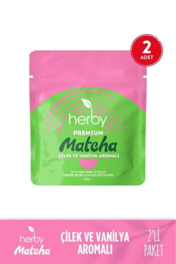 Herby Premium Matcha Strawberry and Vanilla Flavored 2-Pack