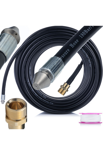Rosfix Sewer Hose 20M M22 | 160 Bar, Nozzle 1+3 | Compatible with Kärcher