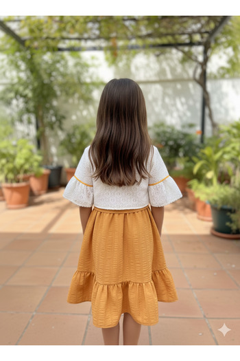 FESSHERA KİDS Girl's Suit Brode Lace Bolero and Ruffled Dress Set with Belt |   Holiday Special Day Wedding