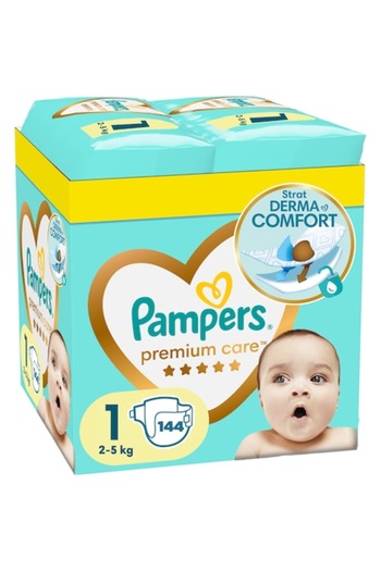 Pampers Cutie Premium Care XXL pentru nou-născuți, mărimea 1, 2-5 kg, 144 buc.