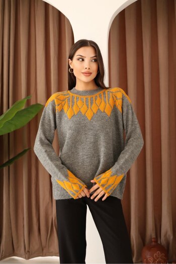 CLB COLLECTION Women's Knitwear Patterned Sweater