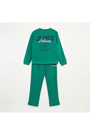 KIABI Varsity-style sweatshirt + joggers set - 2-piece set GREEN