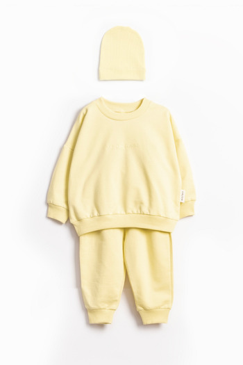Vauva 3-Piece Baby Tracksuit Set – with Hat, Cotton and Soft Fabric