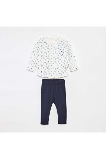 KIABI Long-sleeved T-shirt + leggings set - 2-piece set WHITE