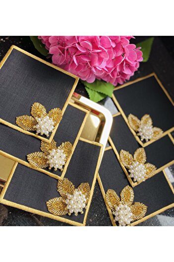 ELÇİÇEK HOME Presentation Napkin, Cocktail Napkin, Coffee Side Presentation Napkin 6 Pieces