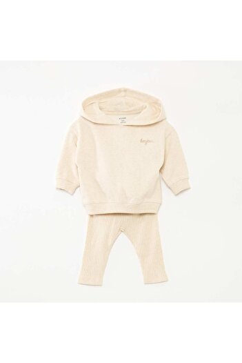 KIABI 2-piece sweatshirt + leggings set BEIGE