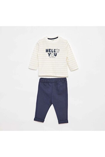 KIABI Long-sleeved T-shirt + trousers set - 2-piece set BEIGE
