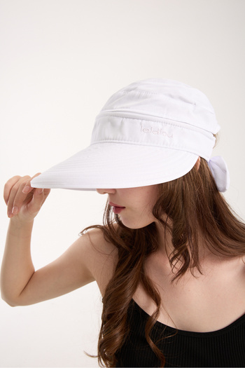 OX-RA White Uv Protection Zippered Detachable Bow Hat