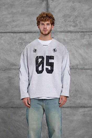 NOMARC Gray Nmrc Number Printed Oversize Sweatshirt