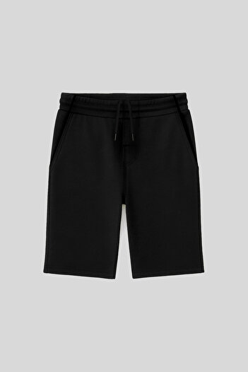 TOMMY LIFE Black Standard Fit Basic Boys' Shorts - 11284