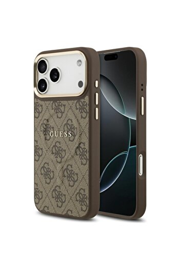 Guess Case for iPhone 17 Pro, Hardcase 4G Classic MagSafe, Brown
