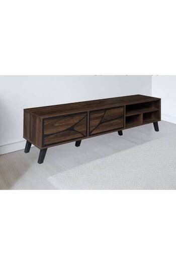 Al Saada Home TV Stand - 140×40×45 cm - Brown and Black