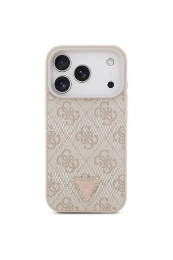 Guess Case for iPhone 17 Pro Max, Leather 4G Triangle Strass, Pink