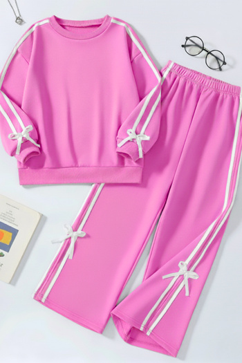 My Kids Wear Girl's Double Stripe Ribbon Tracksuit Set 4-16 Years 12143