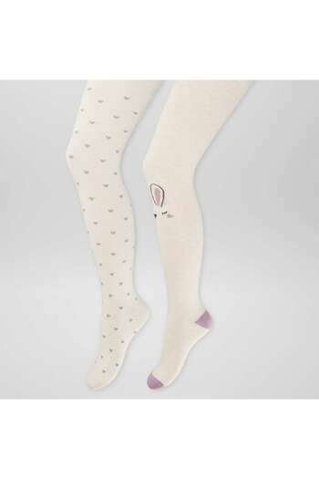 KIABI Pack of 2 pairs of warm animal print tights KHAKI