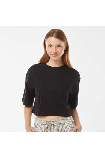KIABI A plain cropped short-sleeved T-shirt BLACK