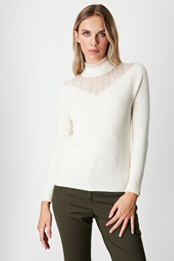 ON Pulover din tricot cu detaliu din tul