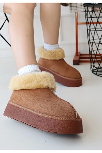 pabucmarketi Tan Suede Women's Flat Boots
