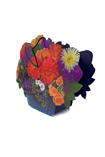 TRIANGLE Paper bag Basket with summer flowers