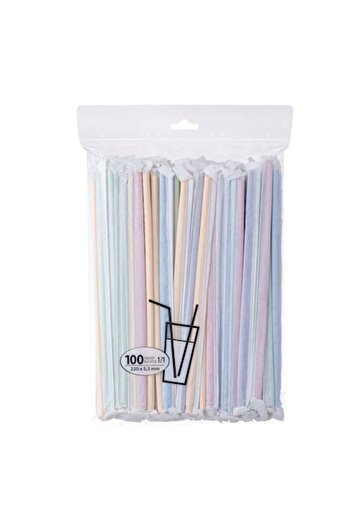 SHOPIENS Set 100 flexible paper straws Shopiens®, colorful, 5.3 x 220 mm