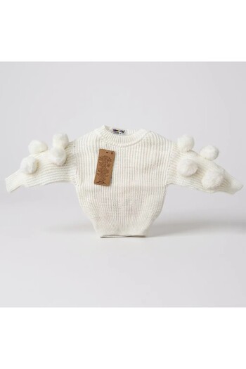 MİLAYS LİFE HOME COLLECTİON Baby Girl Knitwear Pompon Detailled Sweater 6-24 Months