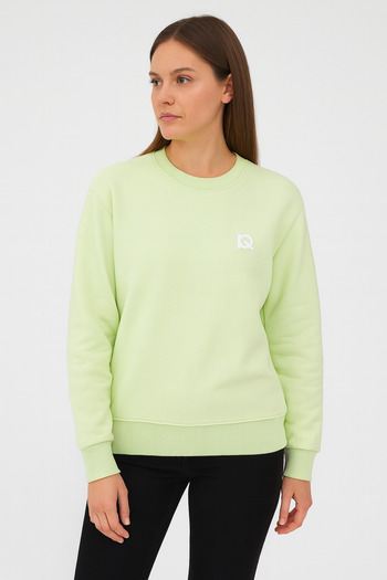 Ramior Women's Oversize Light Green Sweatshirt – Basic Round Neck