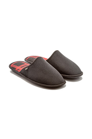 Twigy Plaid Men's House Slippers Black Red-2 41/46