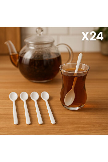 SİHİRLİ AYAKLAR Renkli 24 Adet Plastik Çay Kaşığı Çubuk Çay Kaşığı Lüx Çay Kaşığı 11 cm