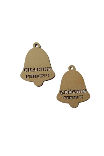 OEM Glob MDF blank clopotel 'Craciun Fericit', dimensiune 10cm x 8cm